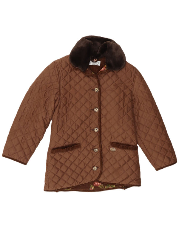 Vintage Womens Quilted Jacket IT 42 Medium Brown Polyester