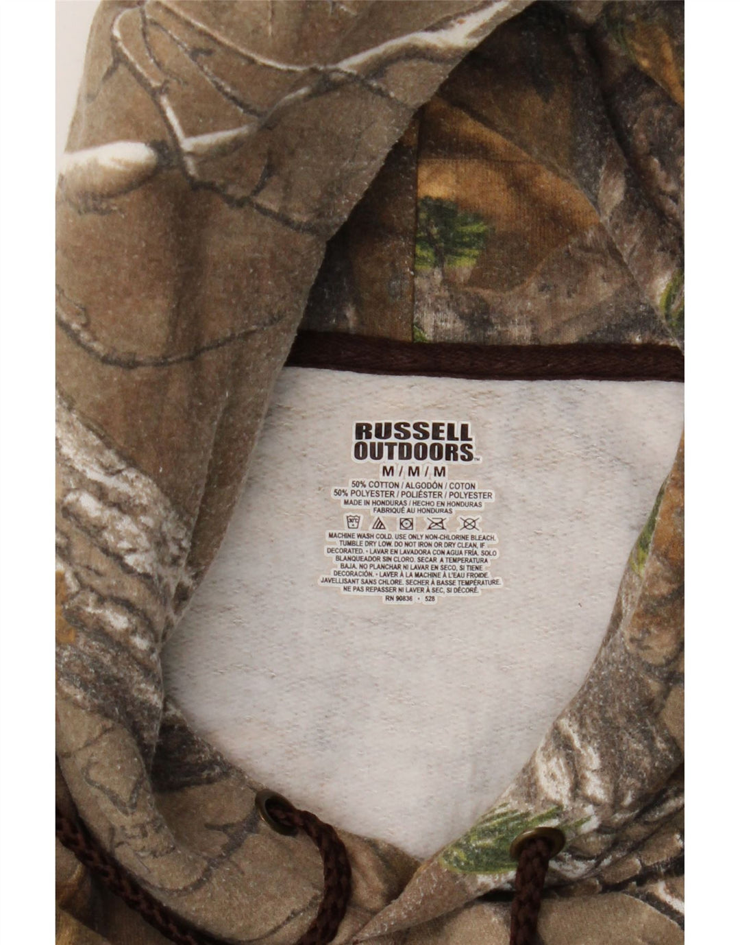 Russell Athletic Mens Hoodie Jumper Medium Khaki Camouflage Cotton