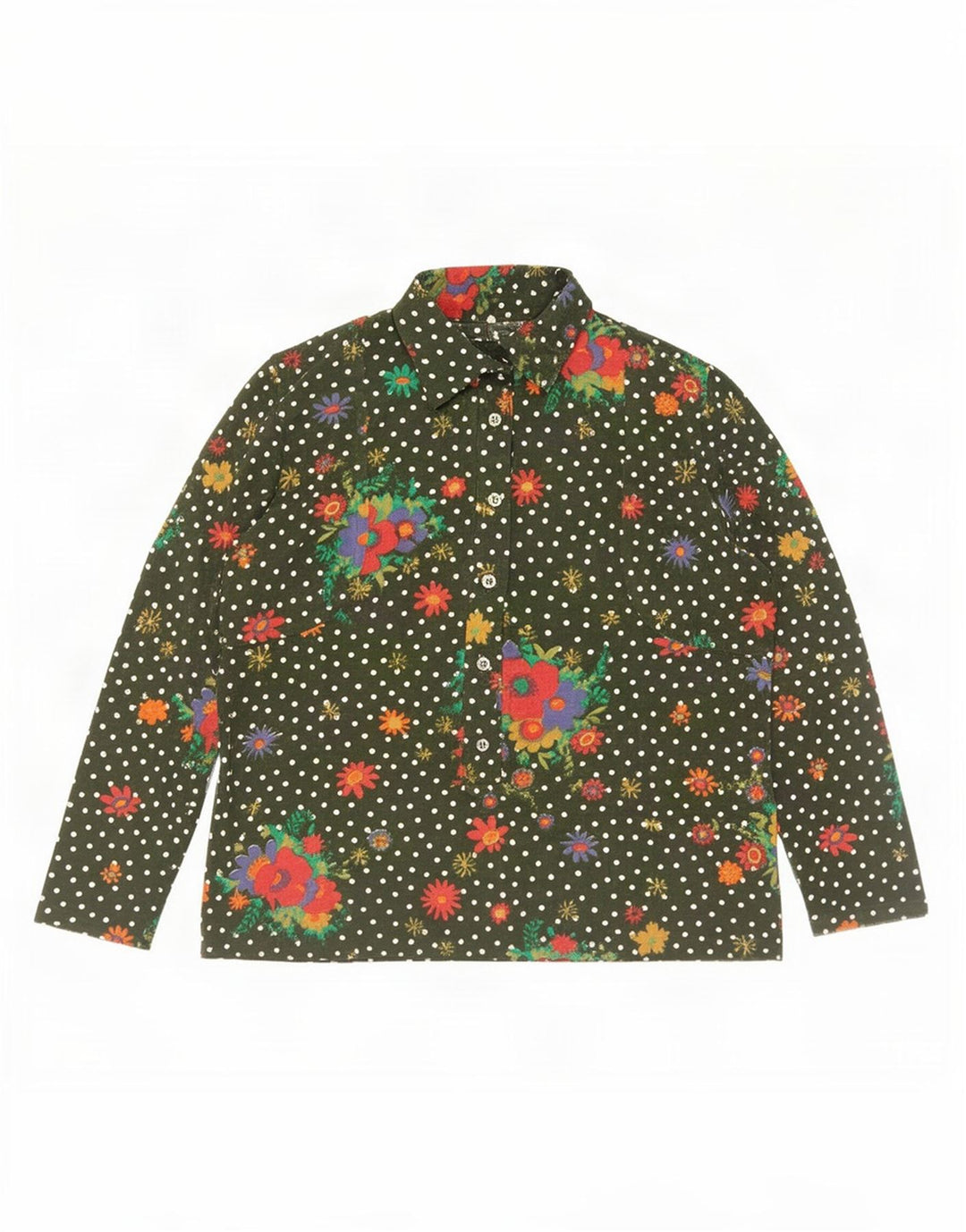 Vintage Womens Pullover Shirt IT 52 2XL Green Floral