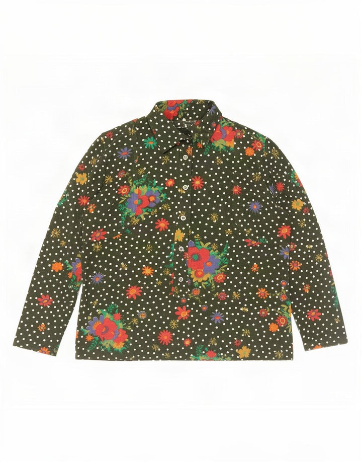 Vintage Womens Pullover Shirt IT 52 2XL Green Floral