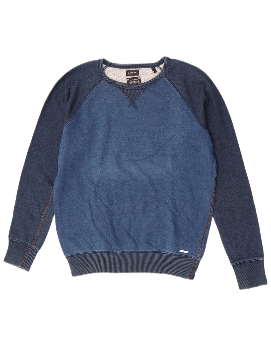 Diesel Mens Sweatshirt Jumper Medium Blue Colourblock Cotton