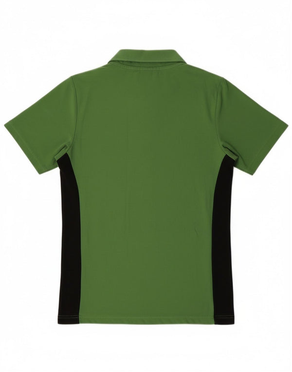 Nike Mens Dri Fit Zip Neck T-Shirt Top UK 36/38 Small Green Colourblock