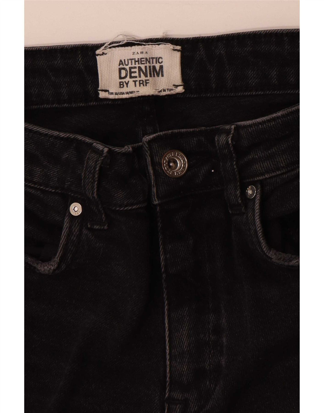 Zara Womens Distressed Straight Jeans EU 38 Small W28 L26 Black