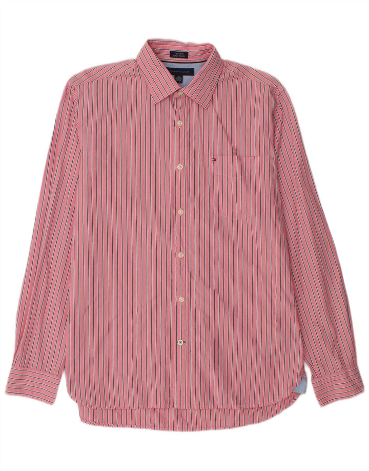 TOMMY HILFIGER Mens Coupe Ajustee Custom Fit Shirt Medium Pink Striped