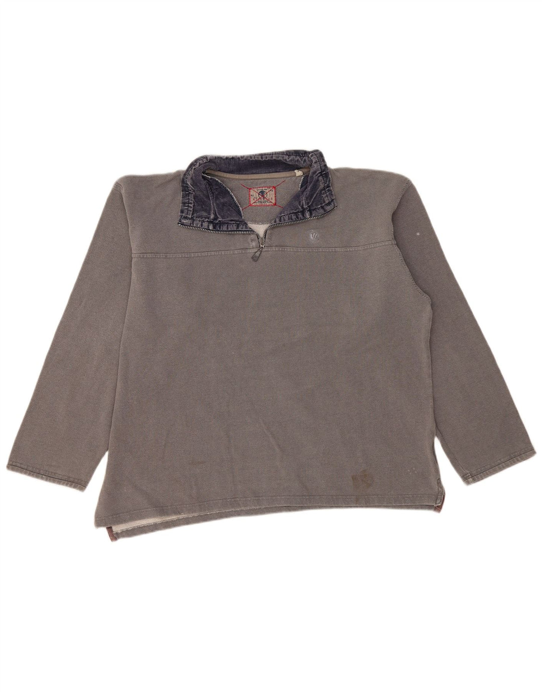 Fat Face Mens Zip Neck Sweatshirt Jumper Large Grey Cotton