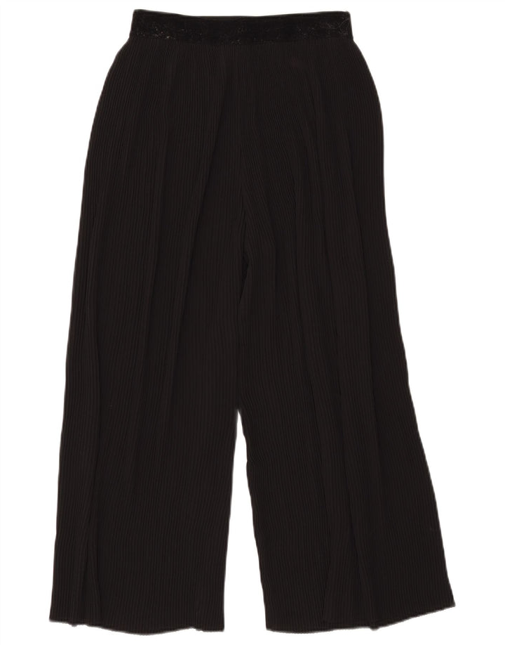 Zara Womens Flare Pleated Casual Trousers Small W27 L23 Black Polyester