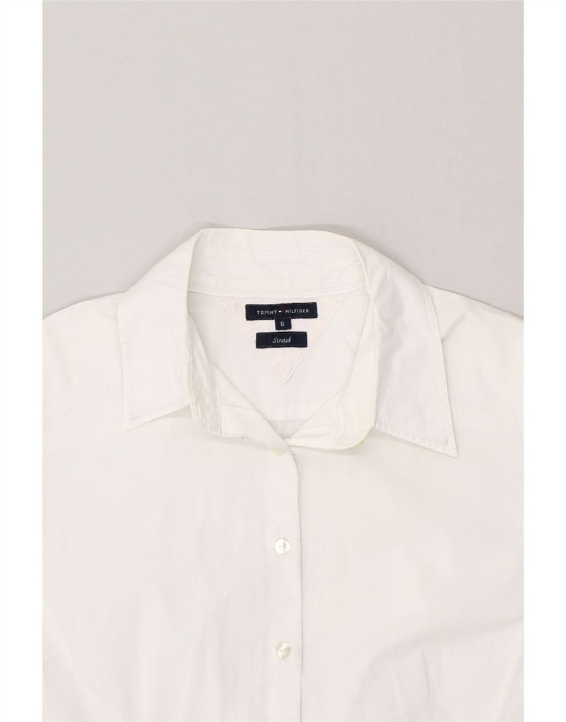 TOMMY HILFIGER Womens Short Sleeve Shirt US 6 Medium White Cotton Vintage Tommy Hilfiger and Second-Hand Tommy Hilfiger from Messina Hembry 