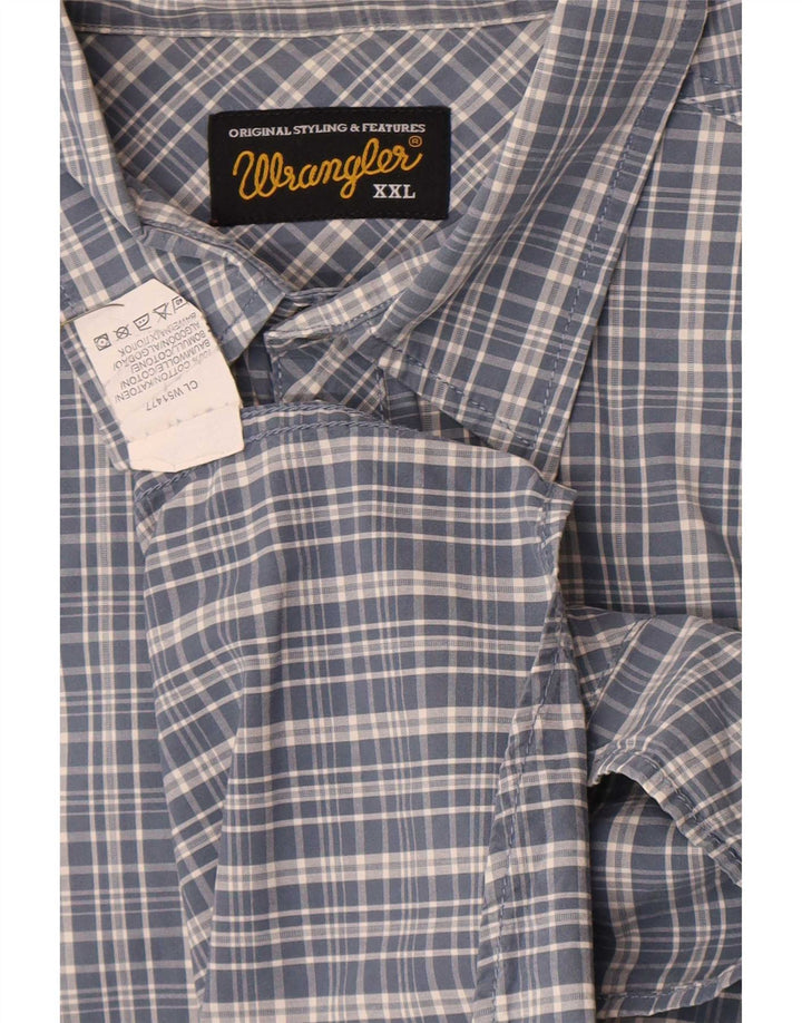 Wrangler Mens Shirt 2XL Blue Check Cotton
