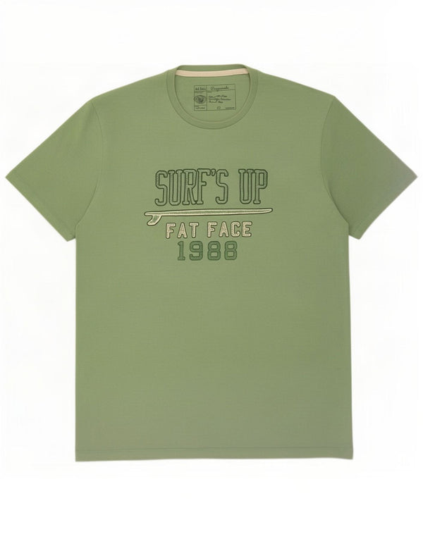Fat Face Mens Graphic T-Shirt Top Large Green Cotton