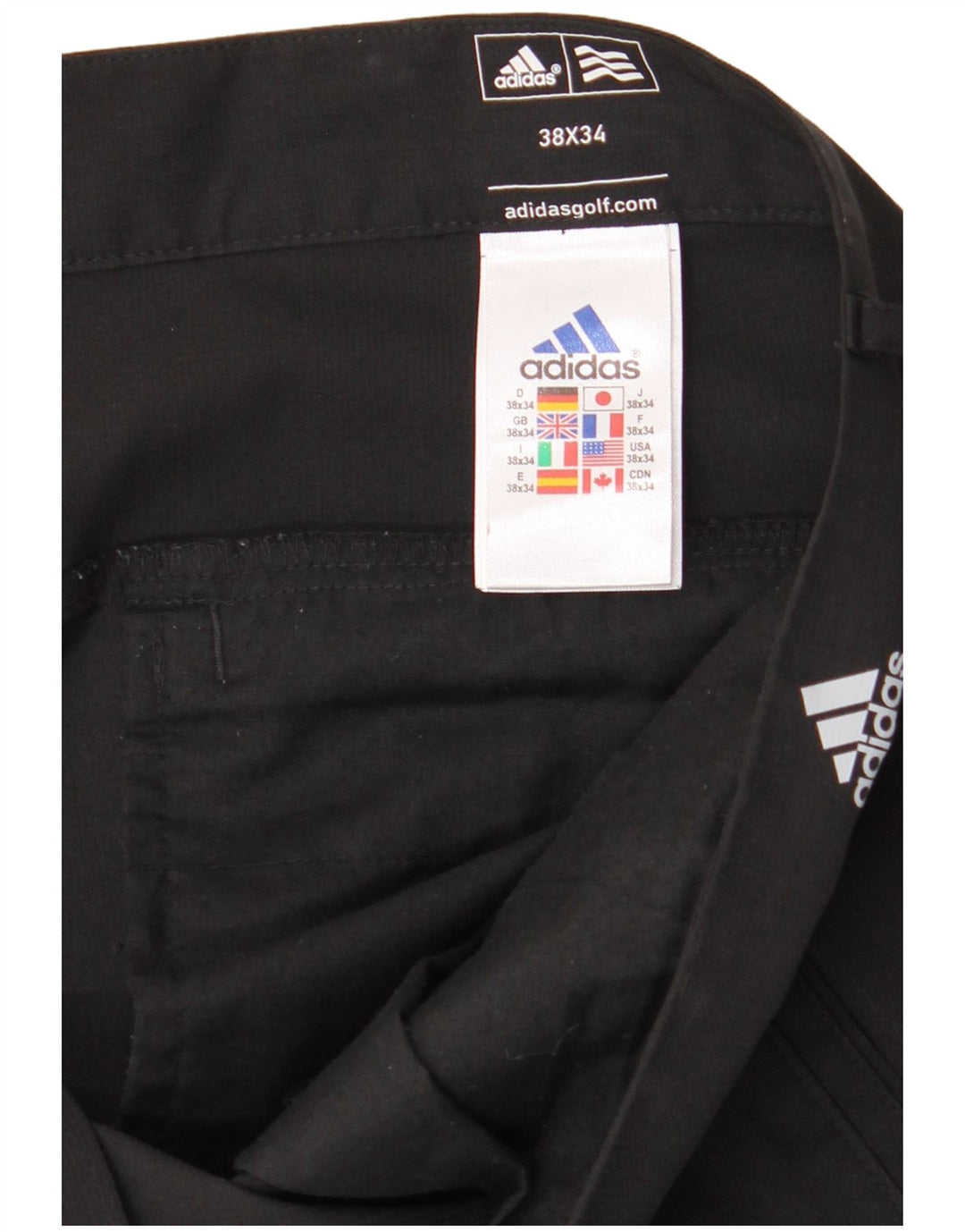 ADIDAS Mens Adizero Straight Chino Trousers W38 L34  Black Polyester