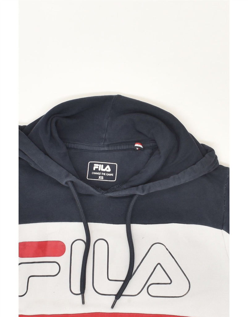 FILA Mens Graphic Hoodie Jumper XS Multicoloured Striped Cotton | Vintage Fila | Thrift | Second-Hand Fila | Used Clothing | Messina Hembry 