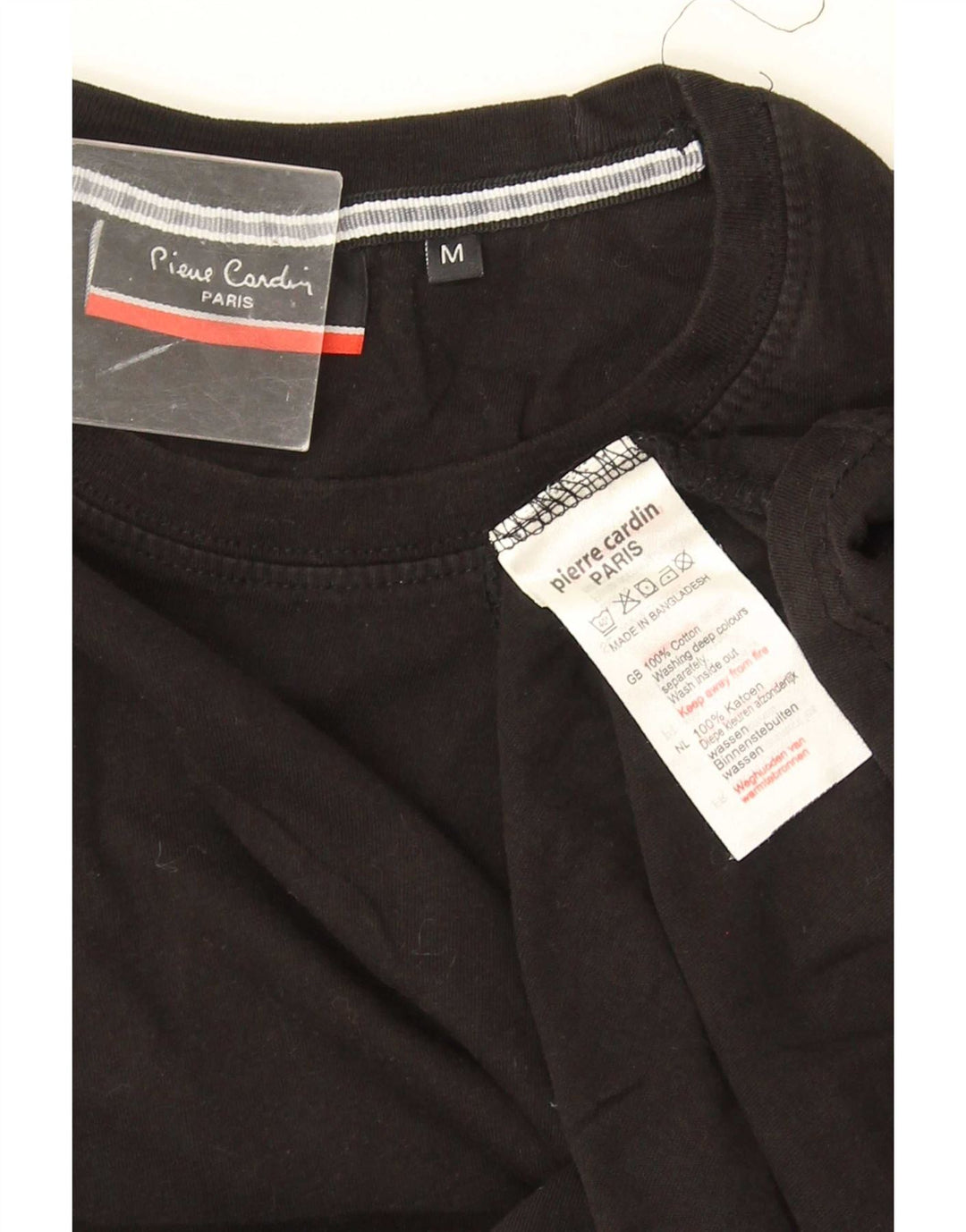 Pierre Cardin Mens T-Shirt Top Medium Black Cotton
