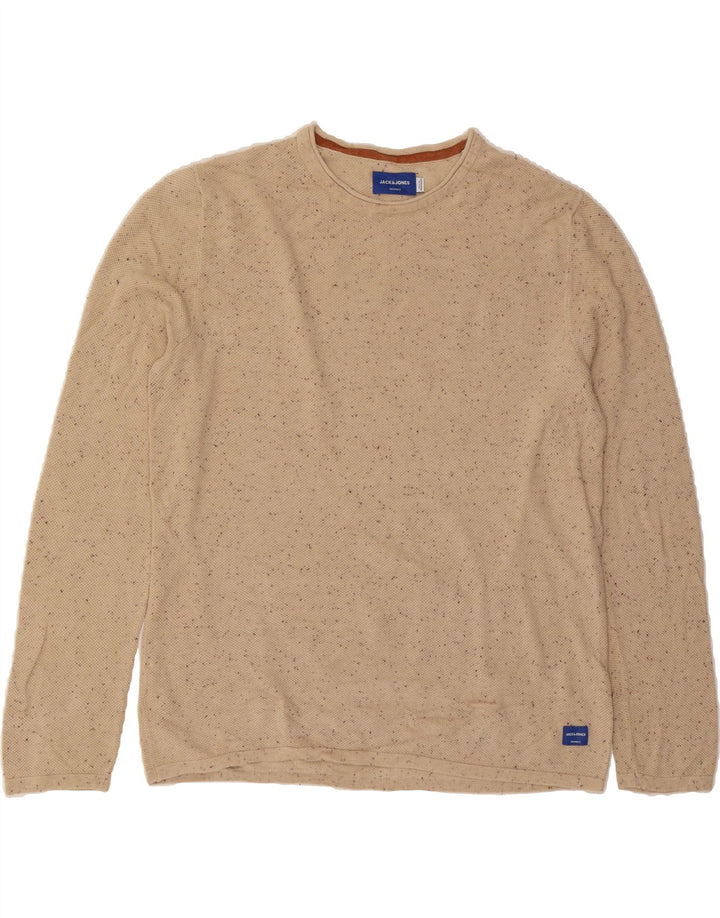 JACK & JONES Mens Crew Neck Jumper Sweater XL Beige Flecked Vintage Jack & Jones and Second-Hand Jack & Jones from Messina Hembry 