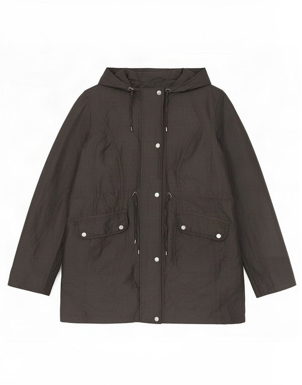 Marks & Spencer Womens Hooded Parka Jacket UK 14 Large Grey Polyamide