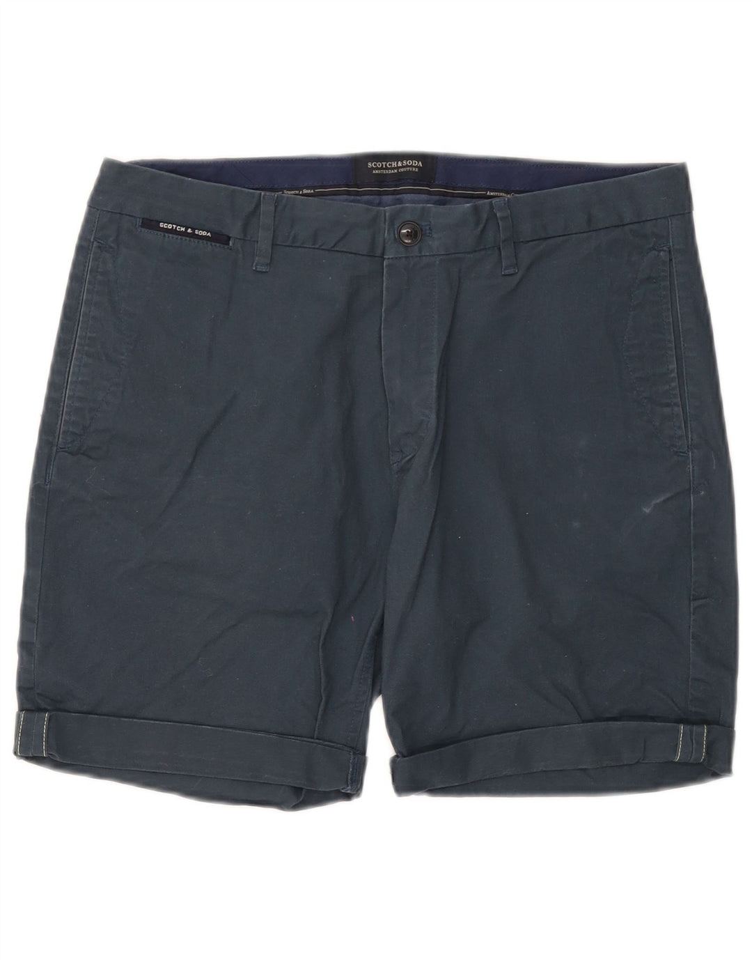 Scotch & Soda Mens Chino Shorts W32 Medium  Navy Blue Cotton