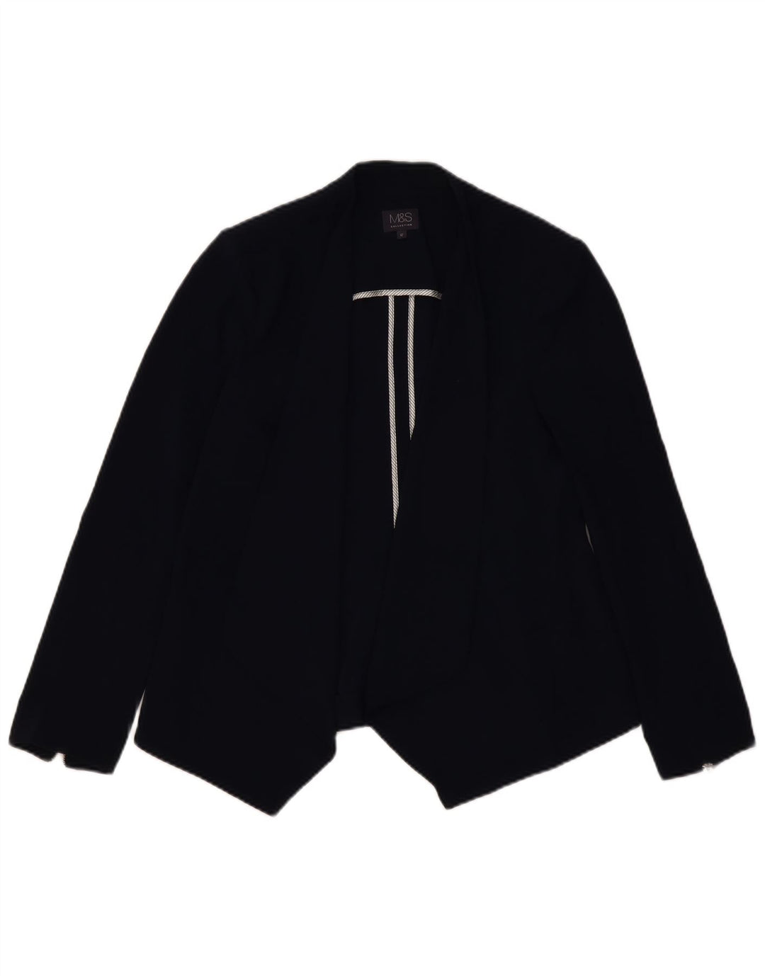 MARKS & SPENCER Womens Open Blazer Jacket UK 12 Medium Navy Blue Polyester