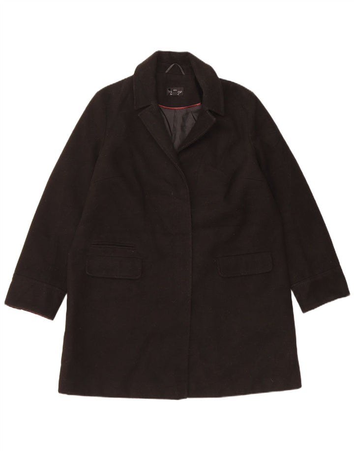 Topshop Womens Overcoat UK 12 Medium  Black Polyester