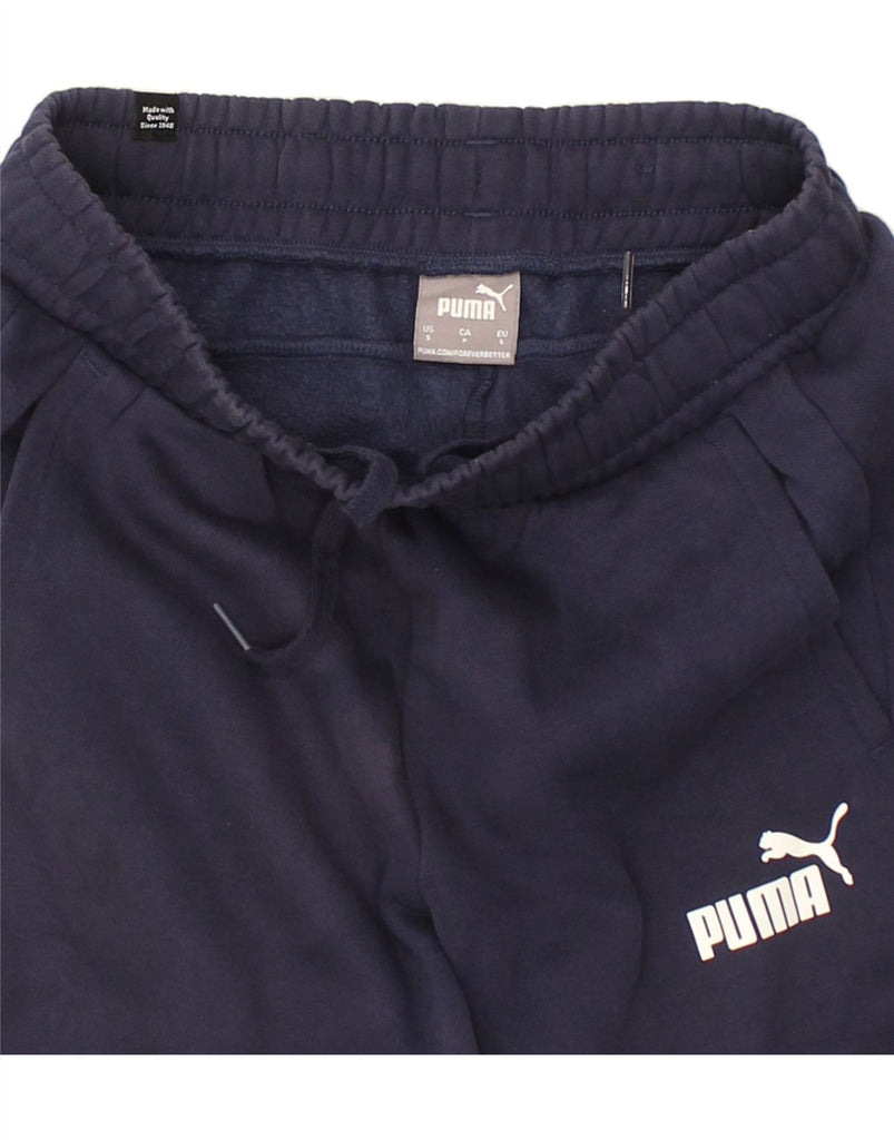 PUMA Womens Tracksuit Trousers Joggers UK 10 Small Navy Blue Cotton | Vintage Puma | Thrift | Second-Hand Puma | Used Clothing | Messina Hembry 