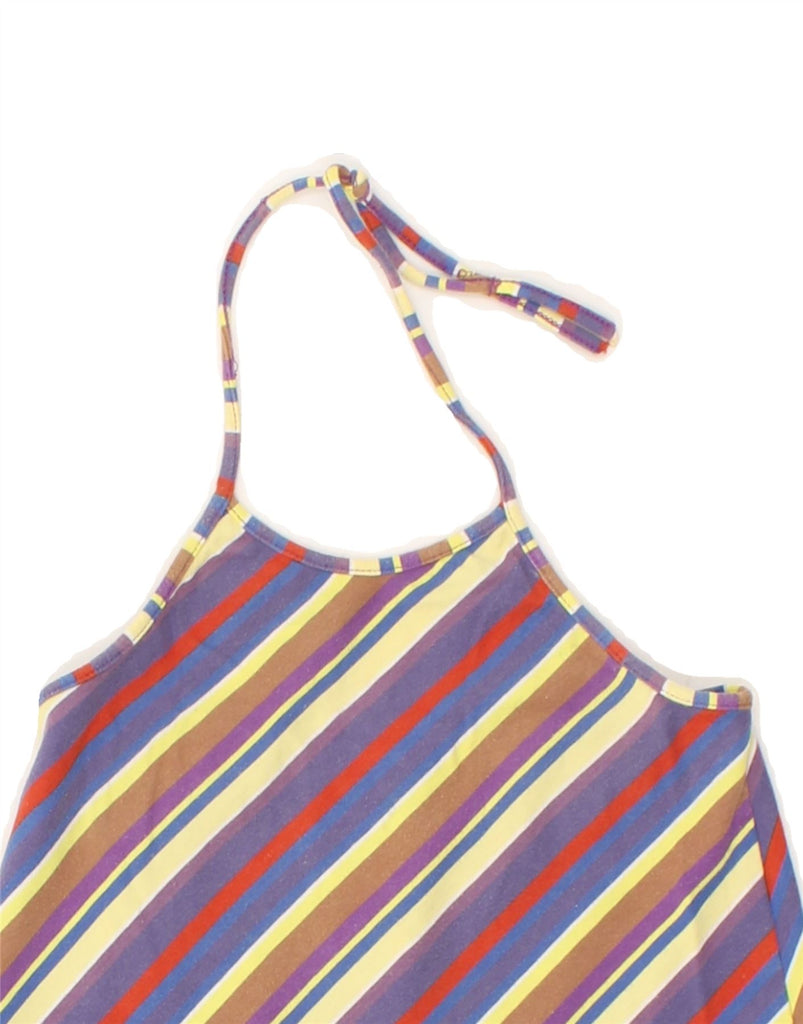 VINTAGE Womens Halter Top UK 2 2XS Multicoloured Striped Cotton Vintage Vintage and Second-Hand Vintage from Messina Hembry 