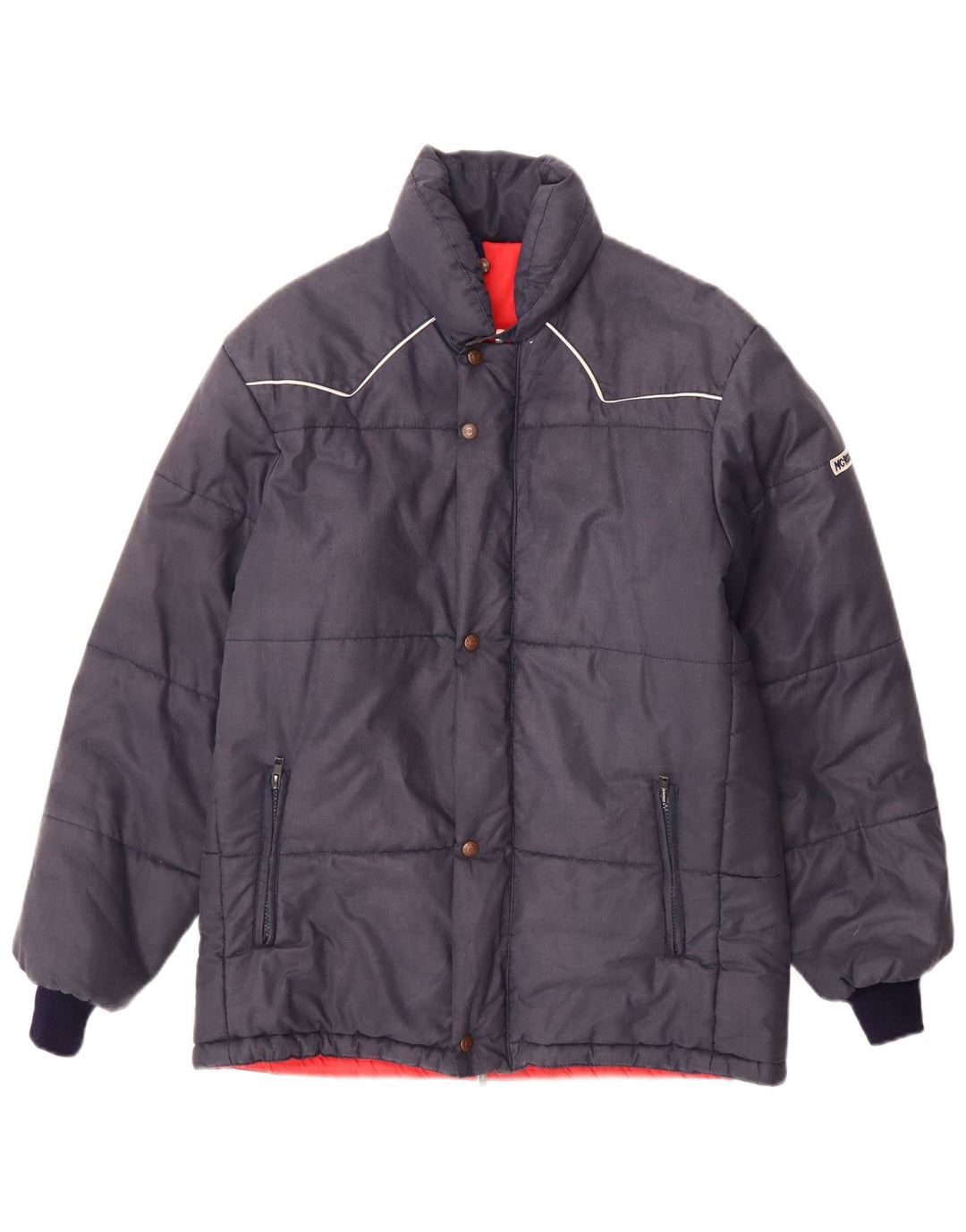 MCROSS Mens Padded Jacket IT 48 Medium Navy Blue Cotton