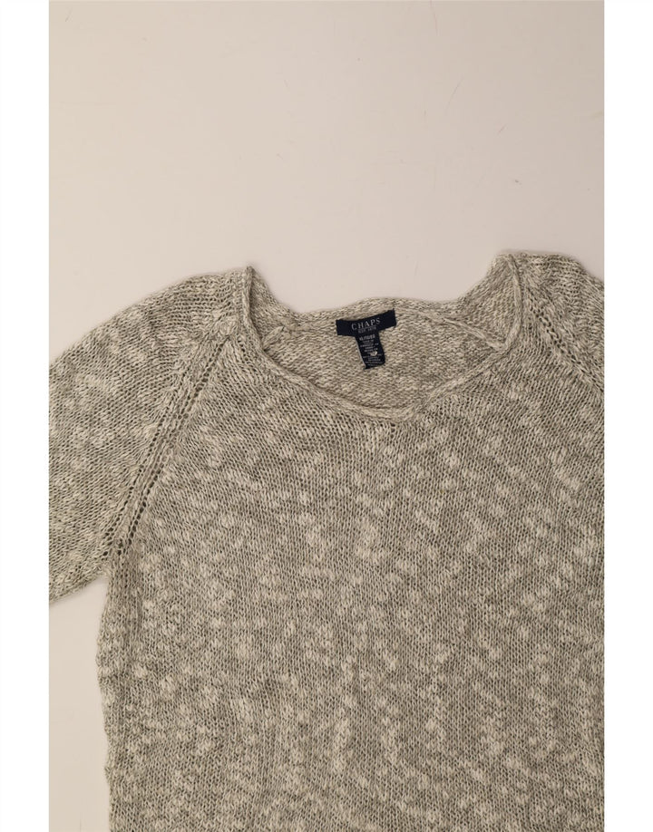 CHAPS Womens V-Neck Jumper Sweater UK 18 XL Grey Flecked Cotton Vintage Chaps and Second-Hand Chaps from Messina Hembry 