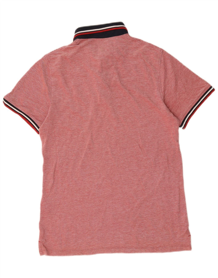 Jack & Jones Mens Polo Shirt Large Red Colourblock Cotton