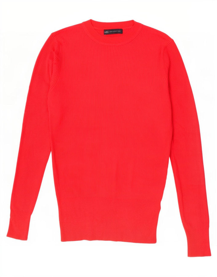 Marks & Spencer Womens Crew Neck Jumper Sweater UK 14 Large Red Viscose
