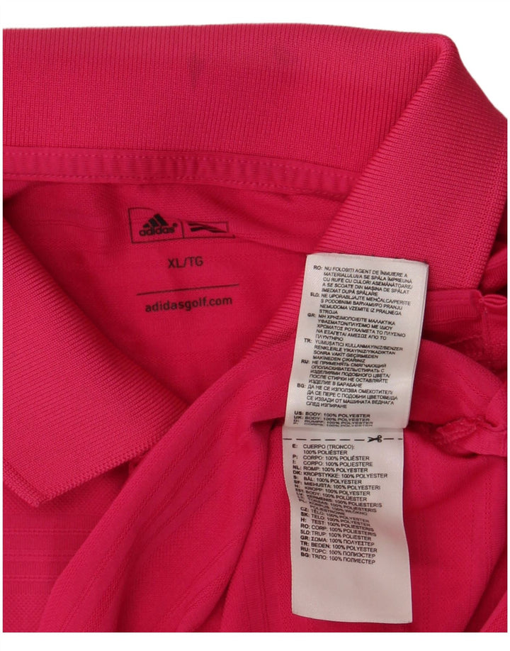 Adidas Mens Polo Shirt XL Pink Polyester