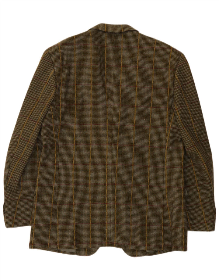 Les Copains Mens 2 Button Blazer Jacket IT 50 Large Green Check Wool