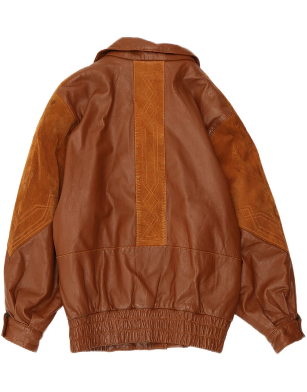 Vintage Womens Leather Jacket UK 14 Large Brown