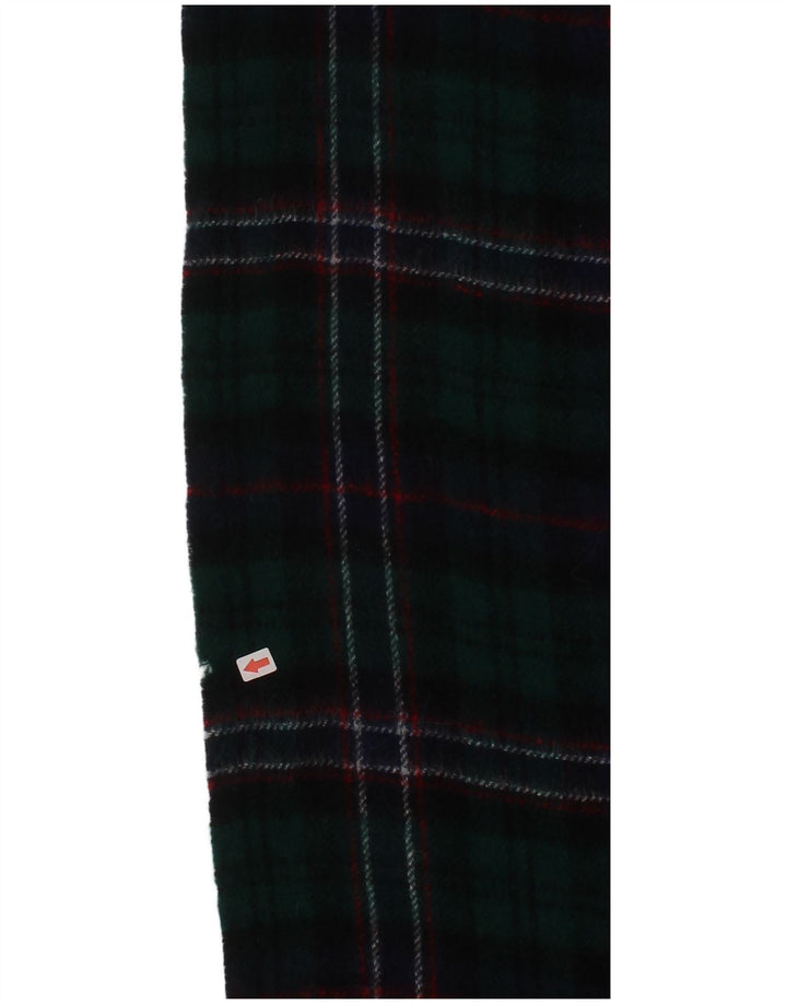 Vintage Mens Rectangle Scarf One Size Green Plaid Lambswool
