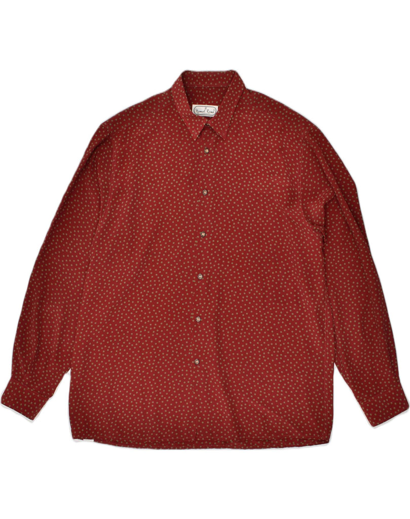 VINTAGE Mens Shirt Size 41 Large Burgundy Polka Dot Polyester | Vintage Vintage | Thrift | Second-Hand Vintage | Used Clothing | Messina Hembry 