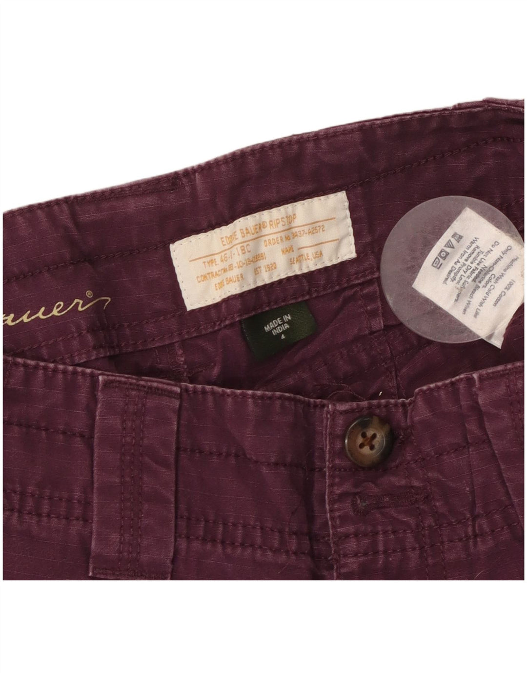 Eddie Bauer Womens Chino Shorts US 4 Small W32 Purple Cotton