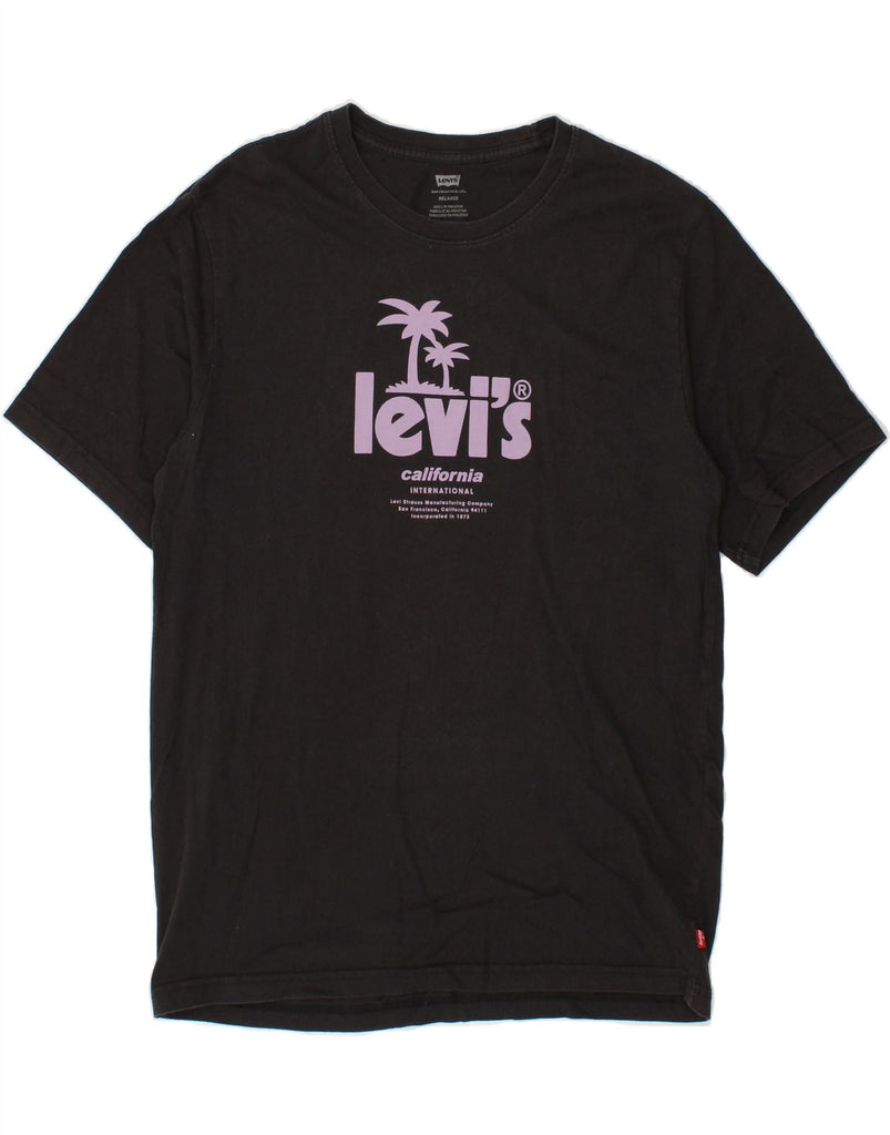 LEVI'S Mens Relaxed Fit Graphic T-Shirt Top Small Black Vintage Levi's and Second-Hand Levi's from Messina Hembry 