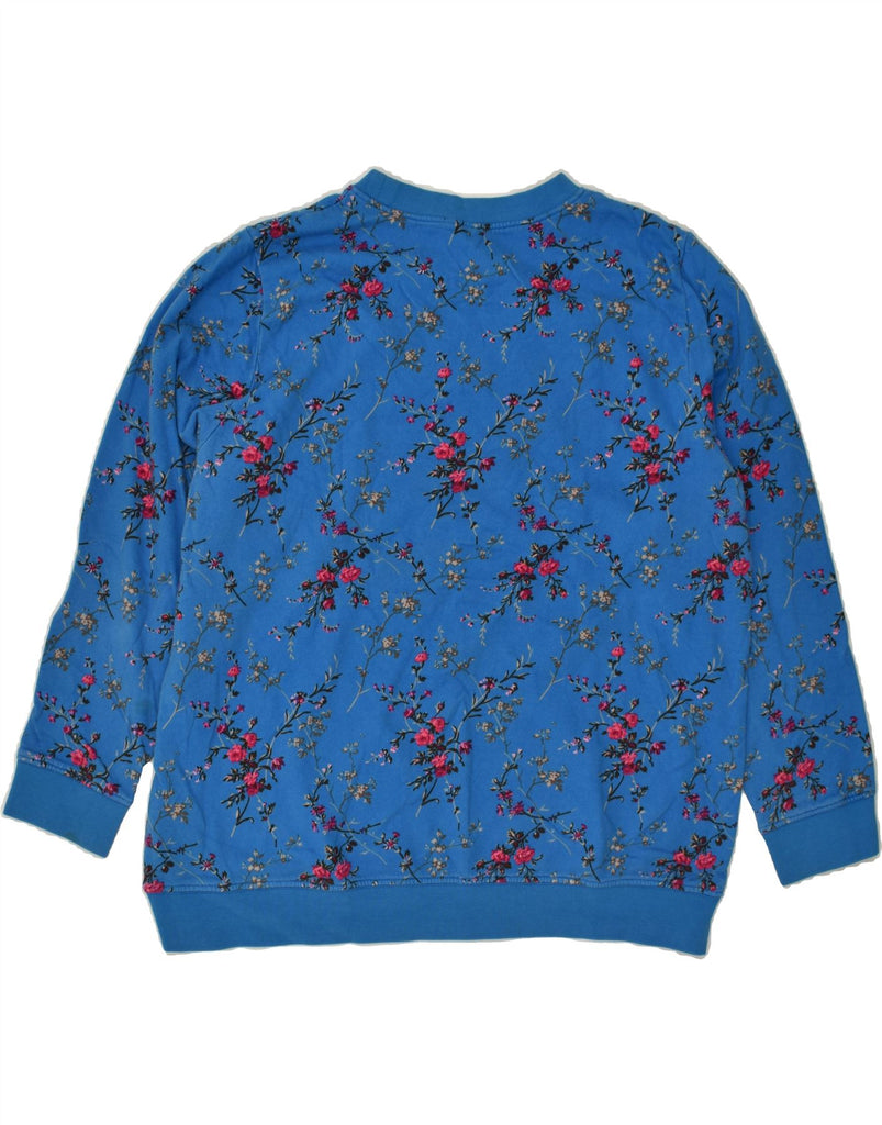 COTTON TRADERS Womens Graphic Sweatshirt Jumper UK 22 3XL Blue Floral | Vintage Cotton Traders | Thrift | Second-Hand Cotton Traders | Used Clothing | Messina Hembry 