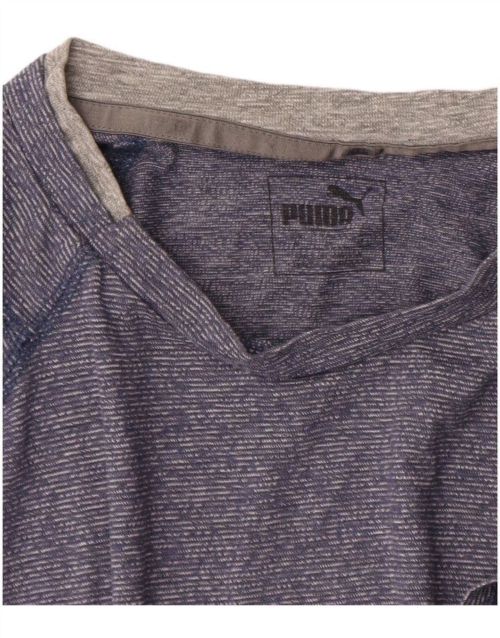 PUMA Mens T-Shirt Top Medium Blue Pinstripe