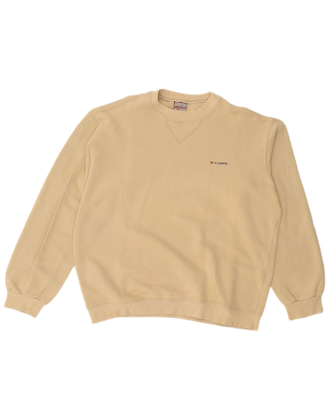 X-CAPE Mens Sweatshirt Jumper Large Beige Cotton