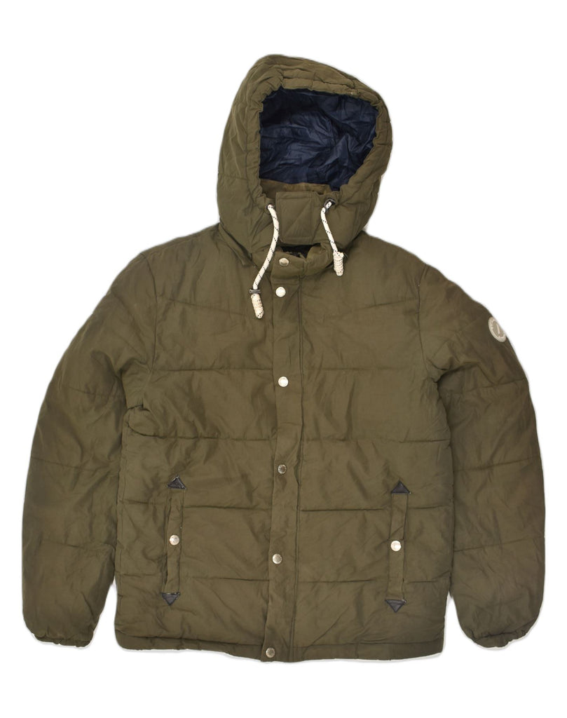 JACK & JONES Mens Hooded Padded Jacket UK 40 Large Khaki Polyester | Vintage Jack & Jones | Thrift | Second-Hand Jack & Jones | Used Clothing | Messina Hembry 