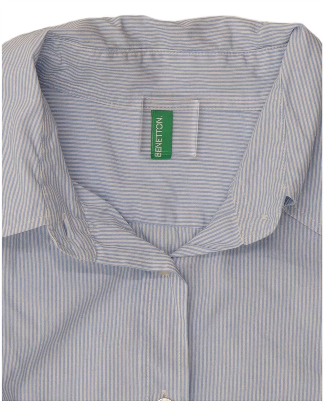 Benetton Womens Shirt UK 12 Medium Blue Striped