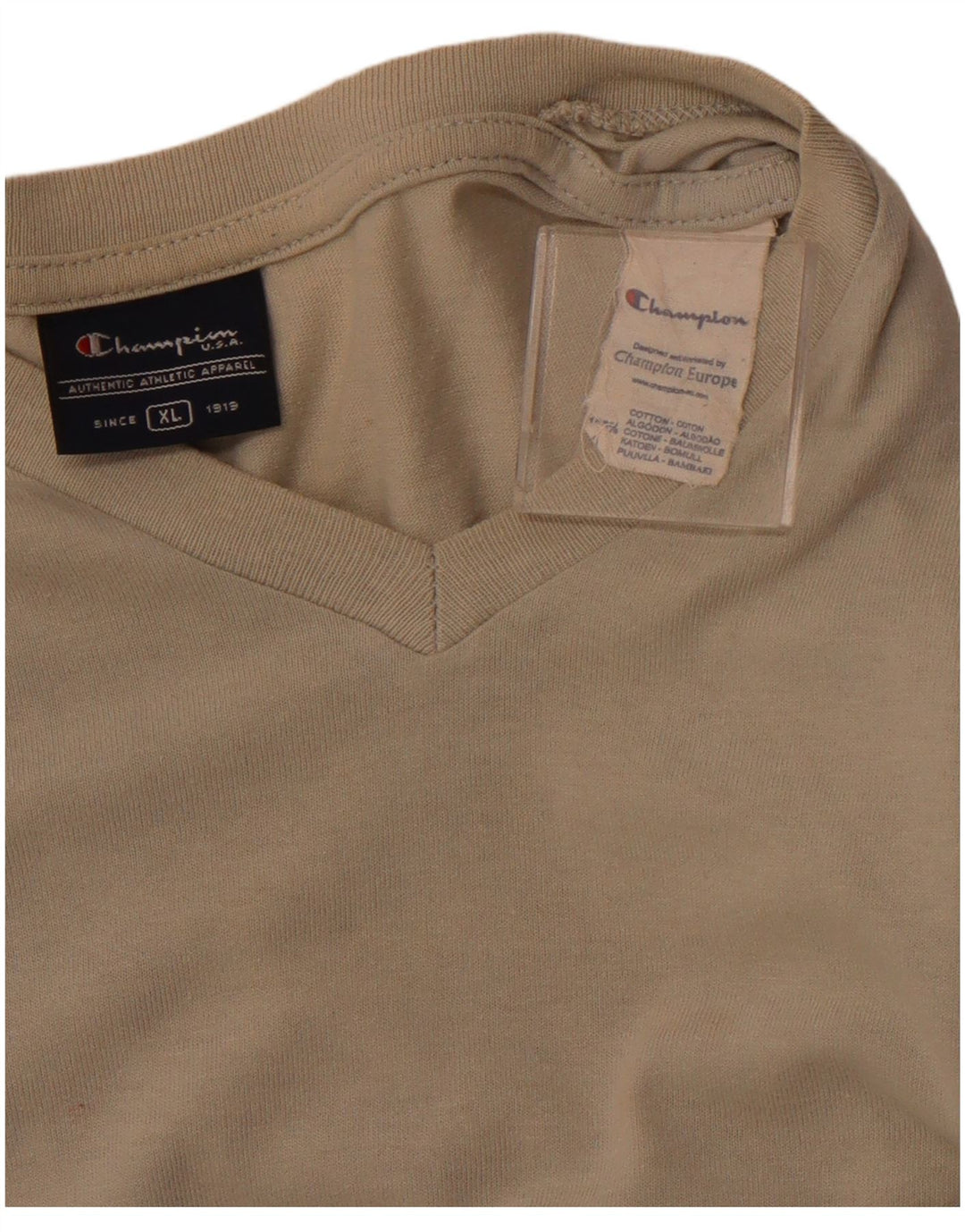 Champion Womens T-Shirt Top UK 18 XL Beige Cotton