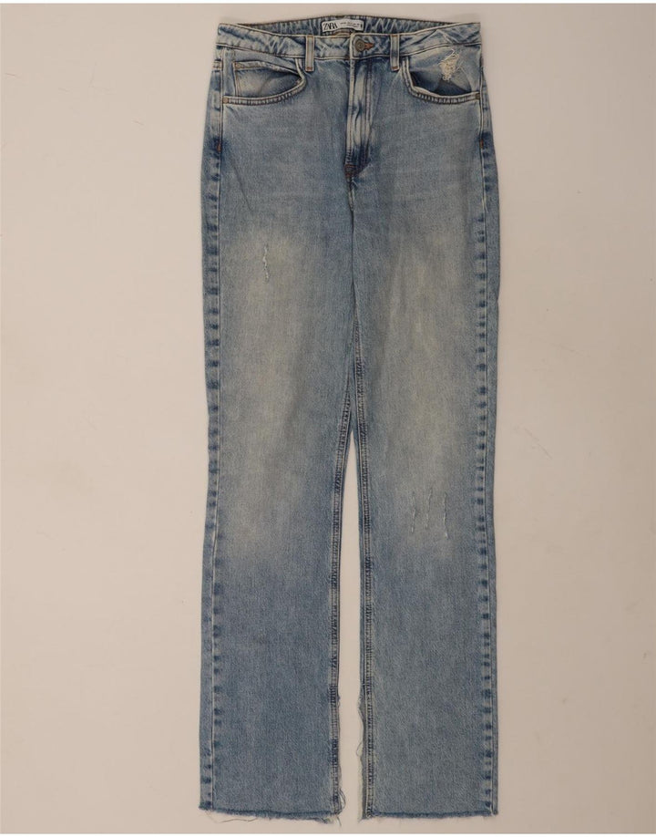 Zara Womens Distressed Straight Jeans EU 38 Small W28 L33 Blue Cotton