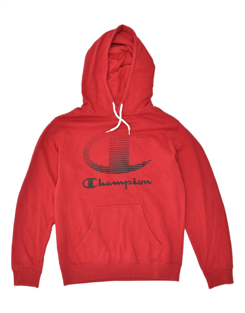 CHAMPION Mens Graphic Hoodie Jumper Small Red Cotton | Vintage Champion | Thrift | Second-Hand Champion | Used Clothing | Messina Hembry 