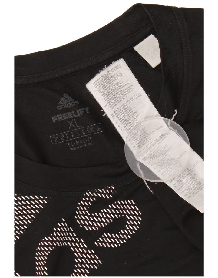 Adidas Mens Climalite Graphic T-Shirt Top XL Black Polyester
