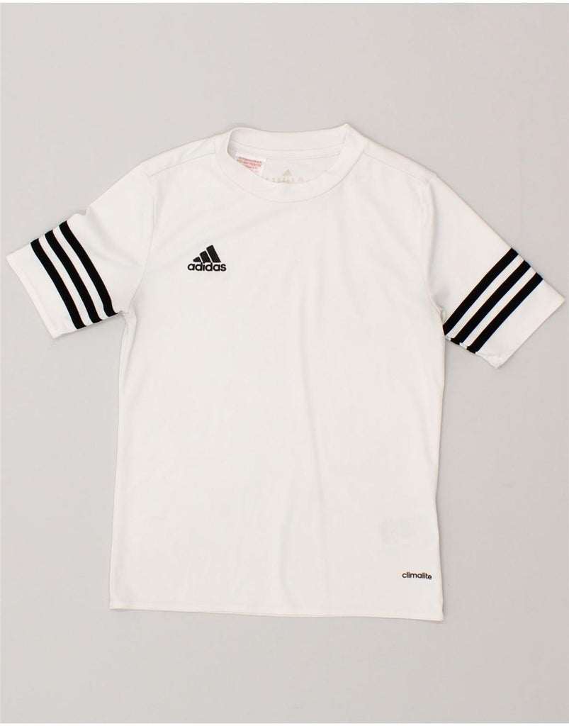 ADIDAS Boys Climalite Graphic T-Shirt Top 9-10 Years Medium White | Vintage Adidas | Thrift | Second-Hand Adidas | Used Clothing | Messina Hembry 