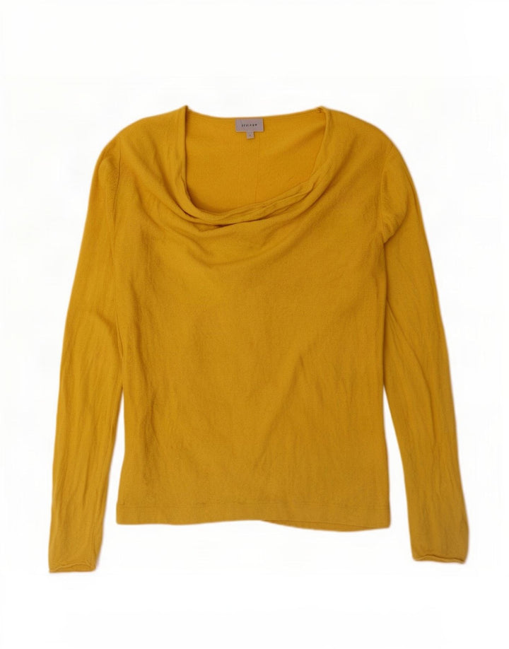 Jigsaw Womens Top Long Sleeve UK 16 Large Yellow Polyamide