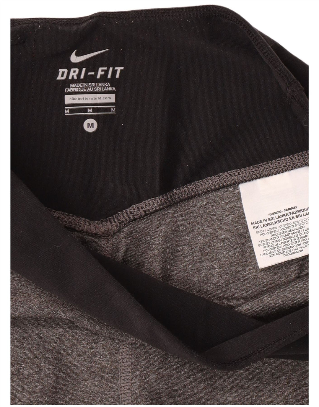 NIKE Womens Dri Fit Leggings UK 12 Medium  Grey Colourblock Polyester