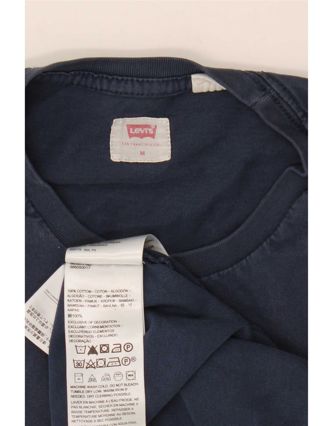 Levi's Mens T-Shirt Top Medium Navy Blue Cotton