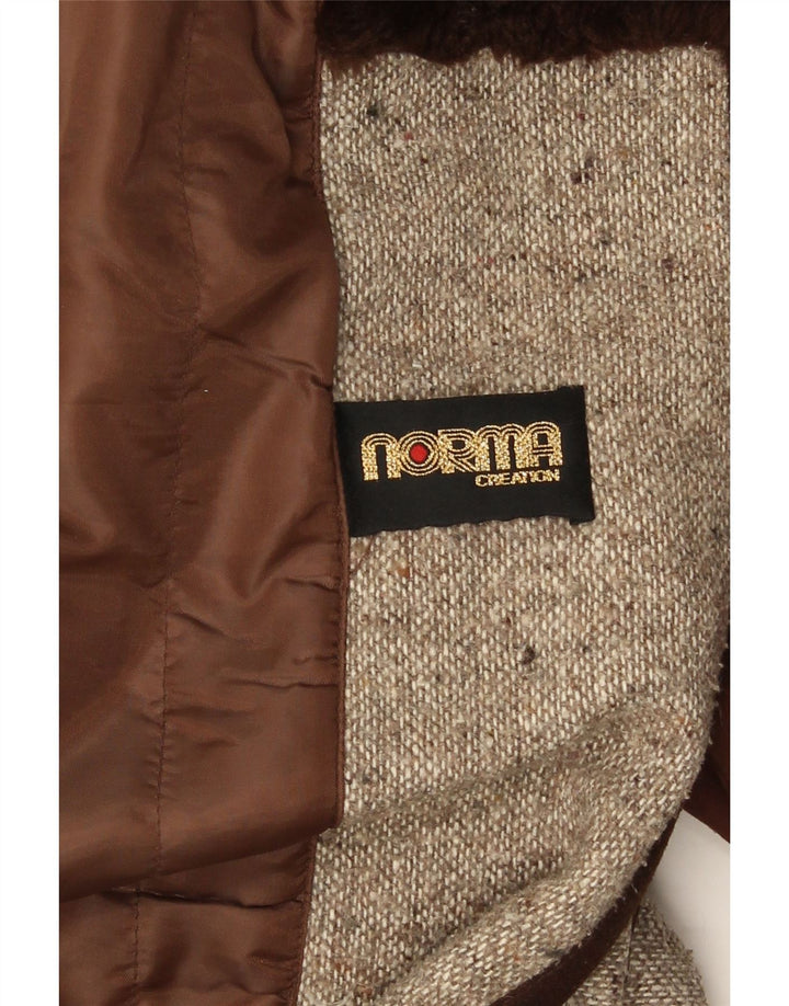 Norma Womens Oversized Overcoat UK 10 Small Beige Colourblock Polyacrylic