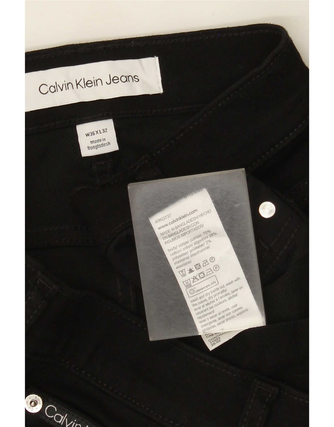 Calvin Klein Mens Straight Jeans W36 L32 Black Cotton