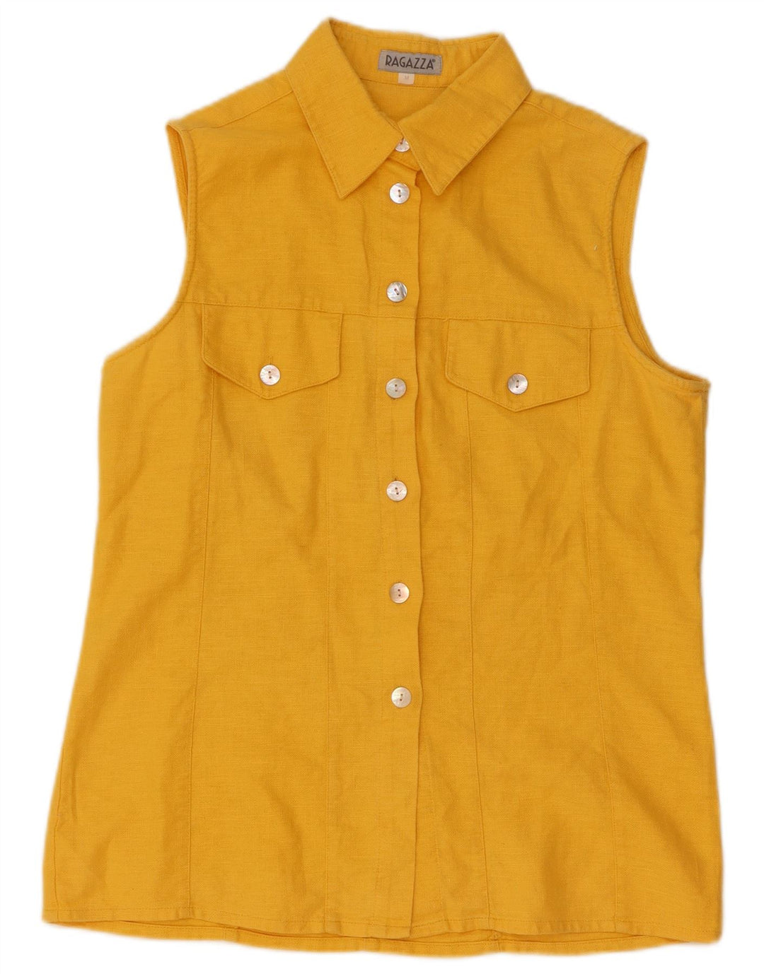 Ragazza Womens Sleeveless Shirt Blouse UK 12 Medium Yellow
